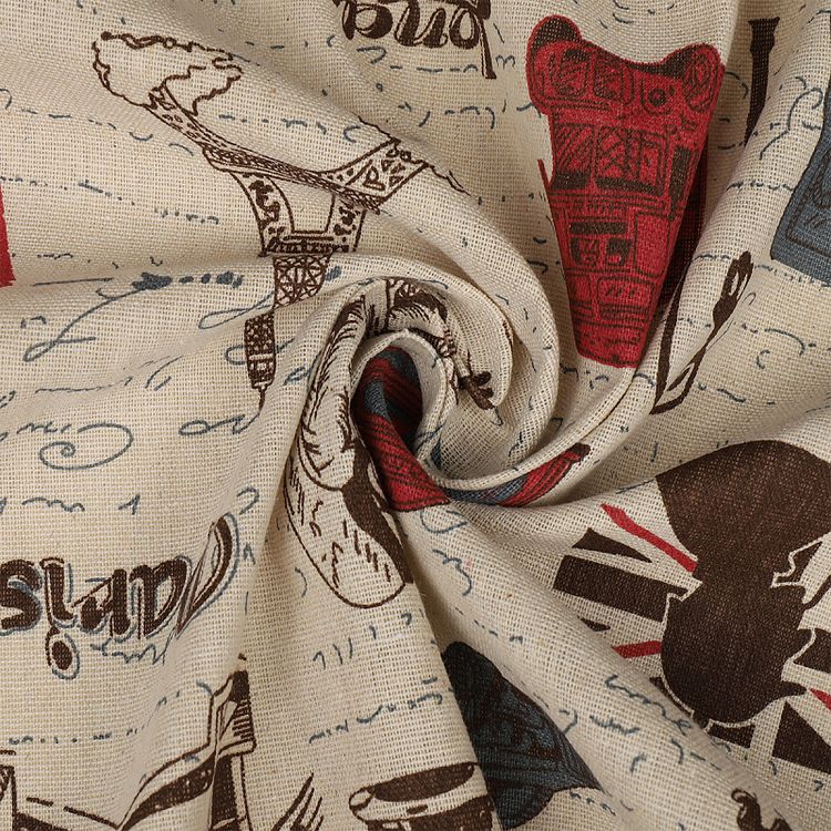 Ткань Лен, 140 г/м², 5 м x 150 см, цвет: бежевый, принт, TBY — картинка 2