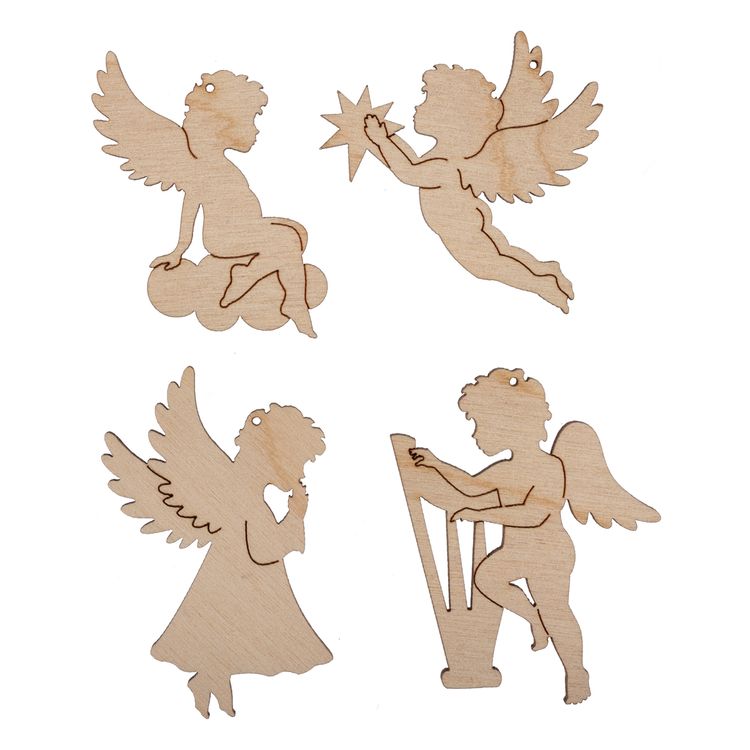 Мини-набор фанера «Ангелочки», 0,3 см, 3,3х5 см, 4 шт., Mr. Carving