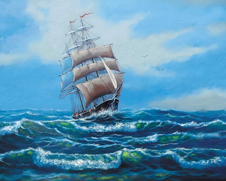 Картина по номерам «Корабль с белыми парусами»