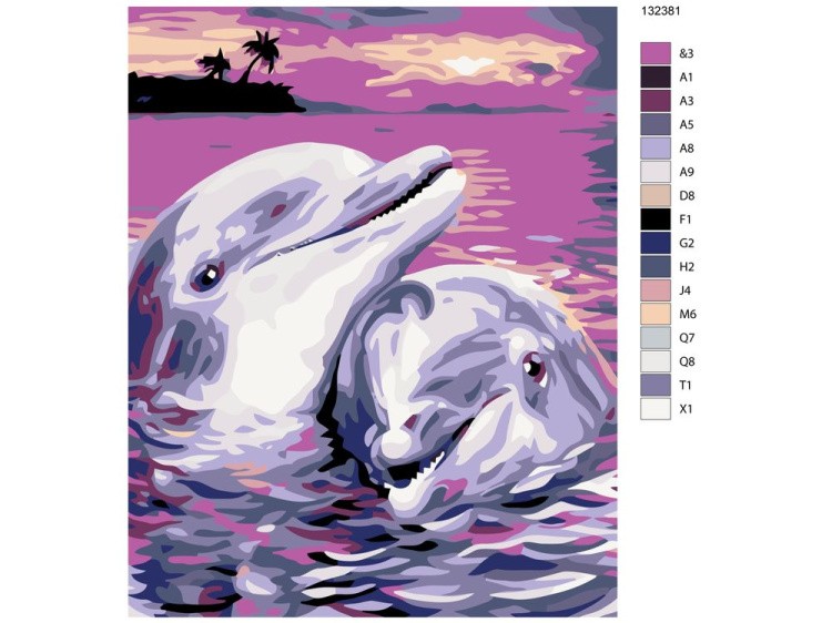 Картина по номерам «Дельфины на закате» — картинка 2