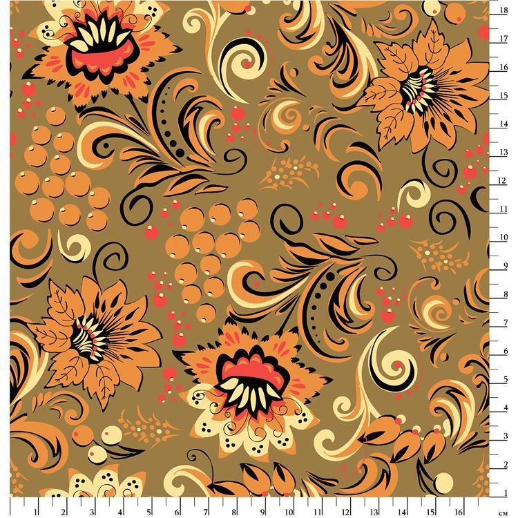 Ткань для пэчворка Русские Традиции, 110 г/м², 50х55 см, 100% хлопок, цвет: зеленый, принт, Peppy — картинка 2