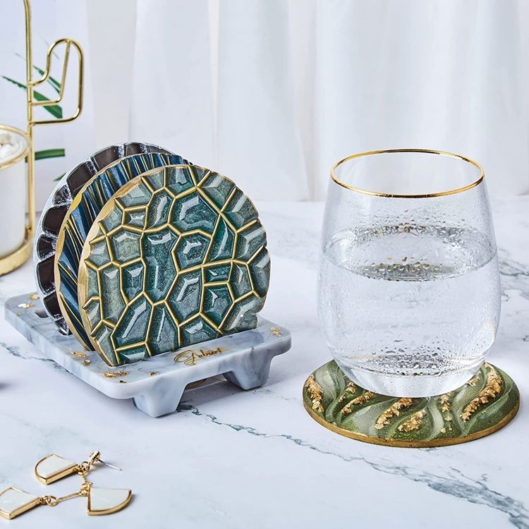 Набор из 4 подстаканников c подставкой, Epoxy Master — картинка 5