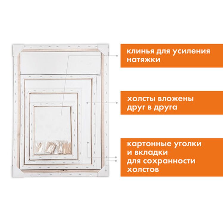 Холсты на подрамнике BRAUBERG ART DEBUT, набор 4 шт., грунтованные, 100% хлопок, мелкое зерно — картинка 3