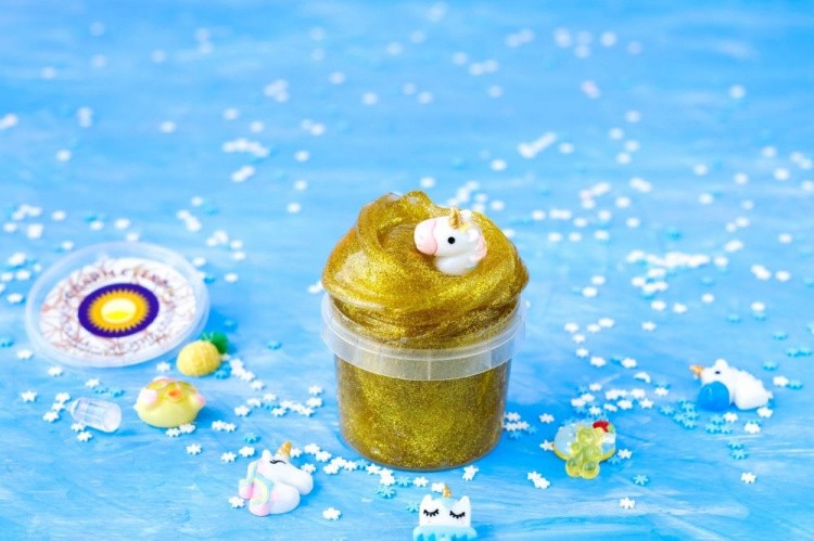 Слайм Стекло с золотыми блестками, 100 гр
— картинка 2