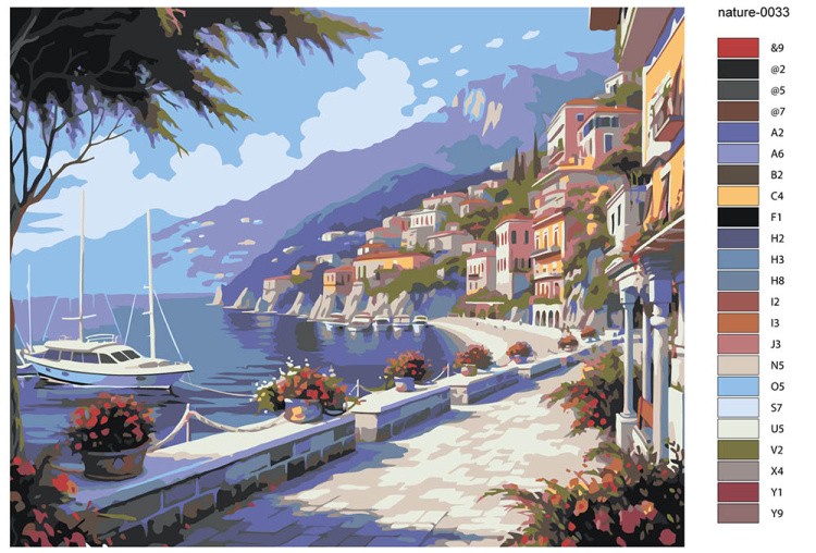 Картина по номерам «Природа: Пейзаж с набережной в городе возле моря 2» — картинка 2