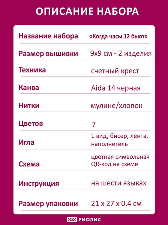 Набор для вышивания игольницы «Когда часы 12 бьют» — картинка 5