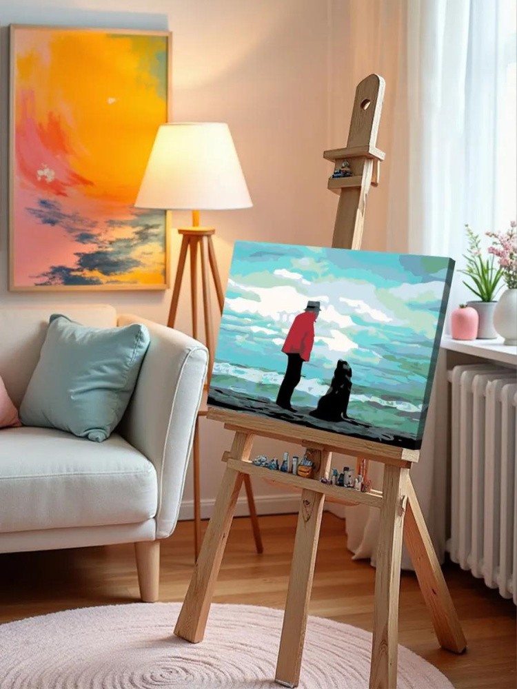 Картина по номерам «Человек с собакой у моря» — картинка 10