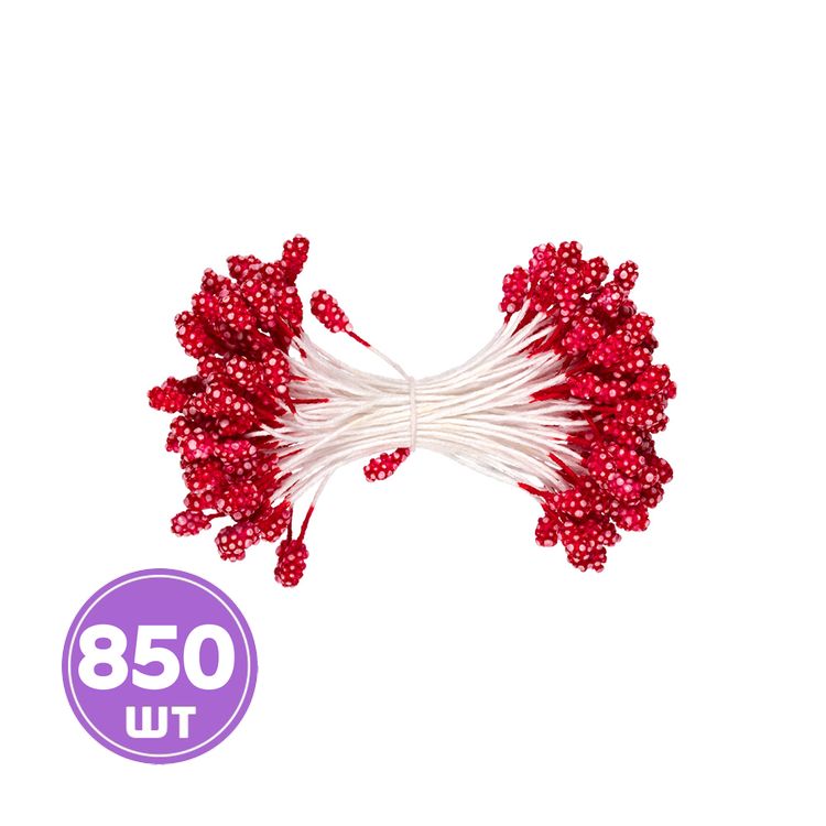 Тычинки для искусственных цветов, пыльник 1 мм, 10 упаковок по 85 шт., цвет: красный, Blumentag