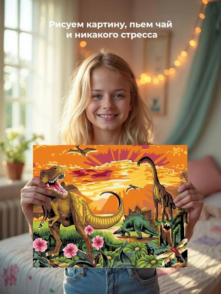 Картина по номерам «Динозавры» — картинка 7