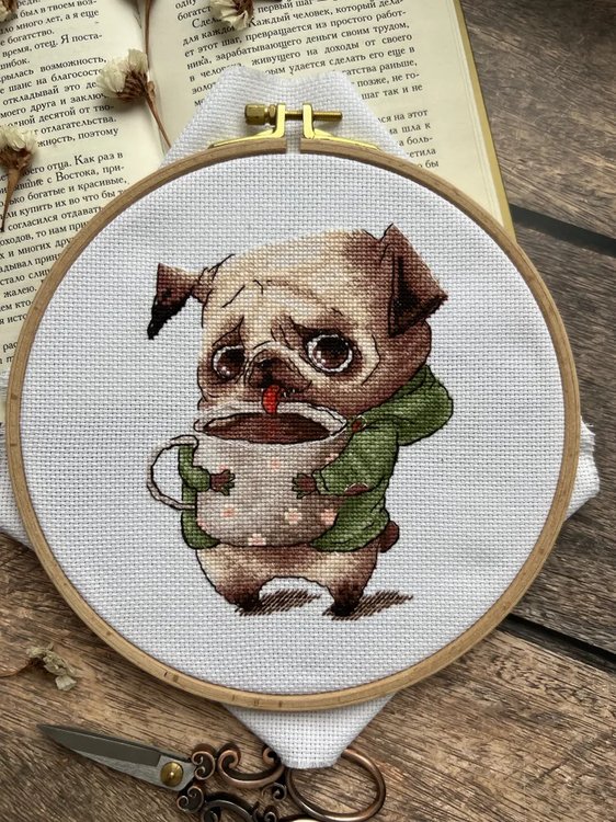 Набор для вышивания «Кофеманы. Мопс» — картинка 3