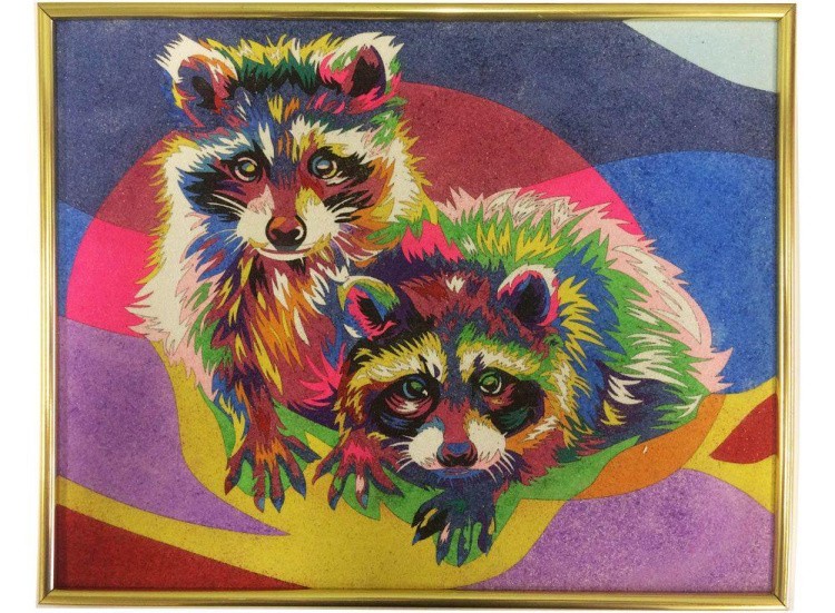 Картина цветным песком «Еноты» — картинка 2