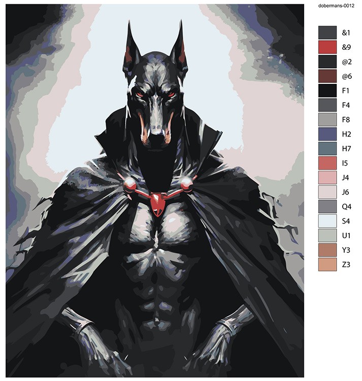 Картина по номерам «Собака доберман в образе вампира» — картинка 2