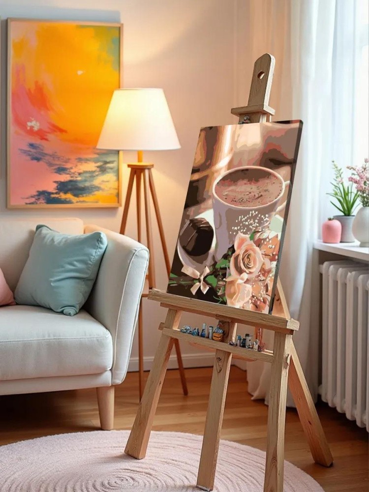 Картина по номерам «Кофе с розами» — картинка 9