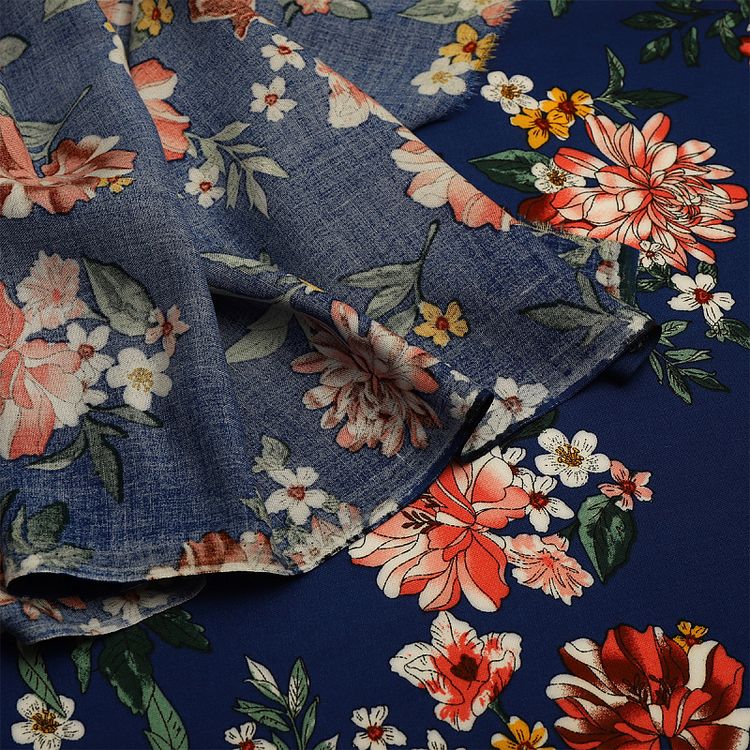 Ткань Штапель с рисунком, 5 м, ширина 145 см, 110 г/м2, цвет: с2 синий, TBY — картинка 4