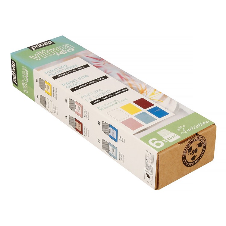 Набор красок Vitrea 160 «Открытие» по стеклу под обжиг PEBEO, 6 цв., 20 мл № 1 — картинка 2