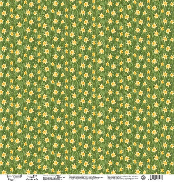 Бумага для скрапбукинга «Лето, Дача, Я, 3», 190 г/м2, 30,5x30,5 см, 10 шт., Mr.Painter — картинка 3