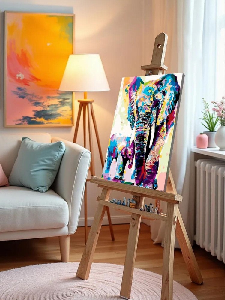 Картина по номерам «Радужные слоны» — картинка 9