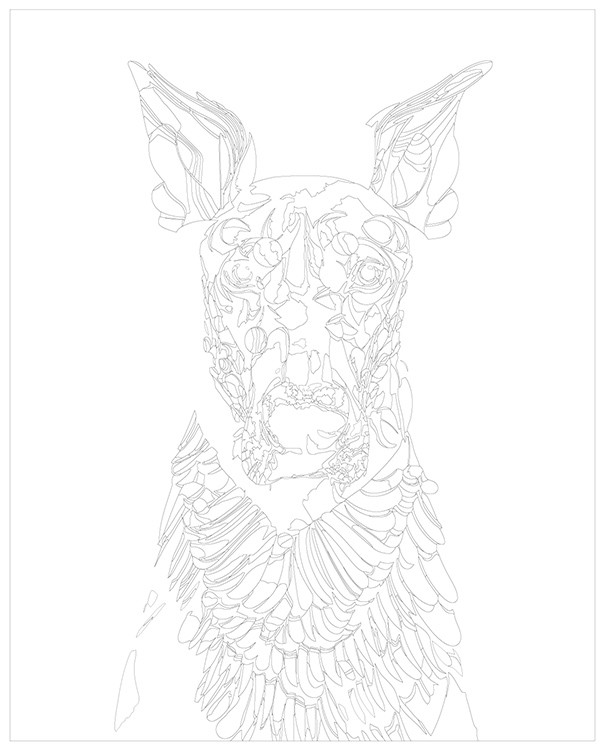 Картина по номерам «Собака доберман с необычными узорами» — картинка 3