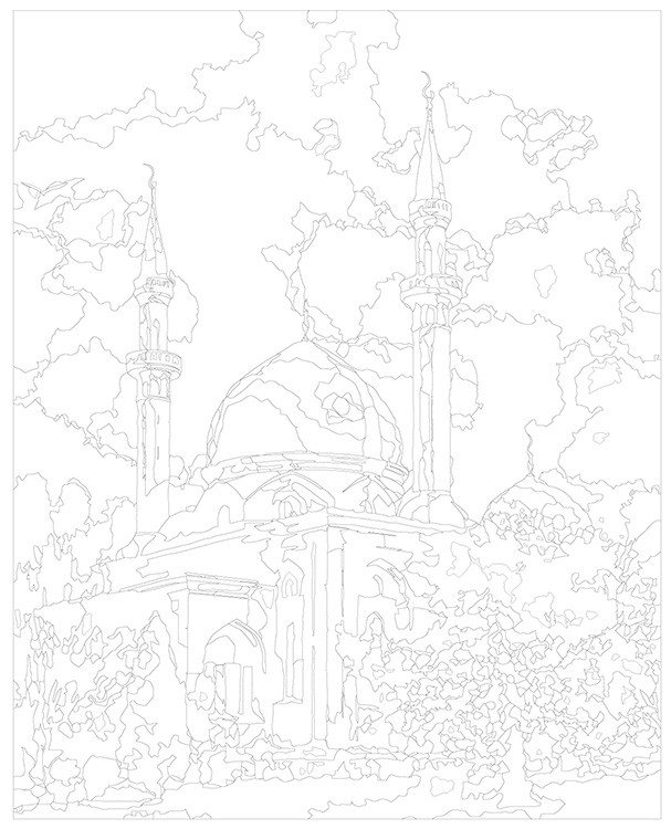 Картина по номерам «Мечеть в цветущем саду» — картинка 3