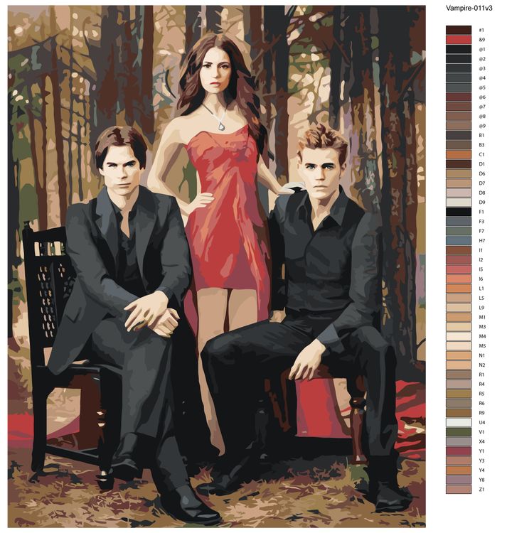 Картина по номерам «Дневники вампира: Деймон, Елена и Стефан 7» — картинка 2