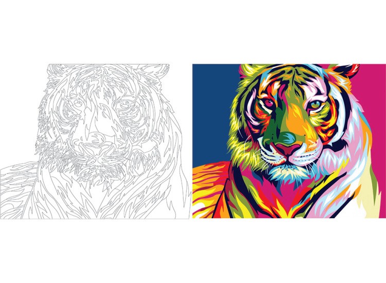Картина цветным песком «Тигр» — картинка 2