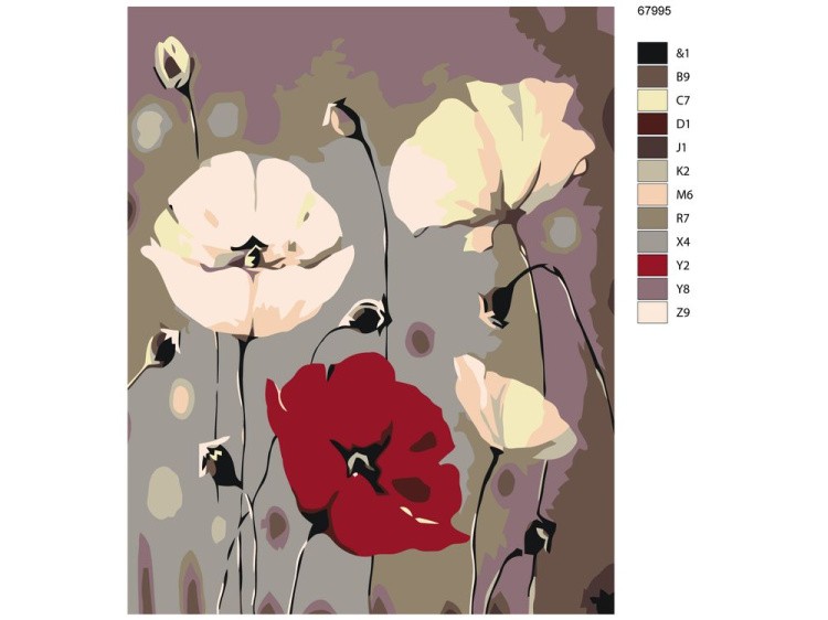 Картина по номерам «Красные и белые маки» — картинка 2