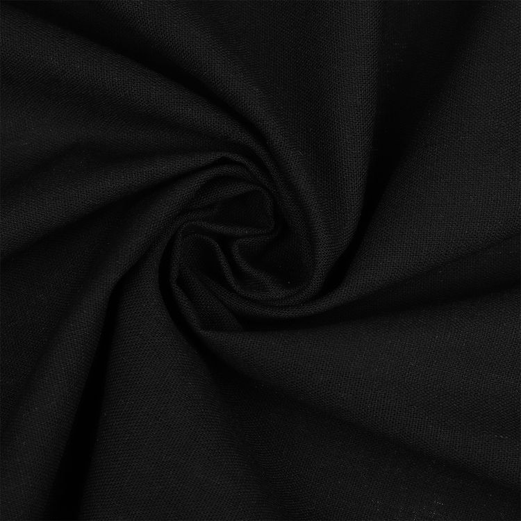 Ткань льняная, 10 м x 140 см, 185 г/м², цвет: черный, TBY