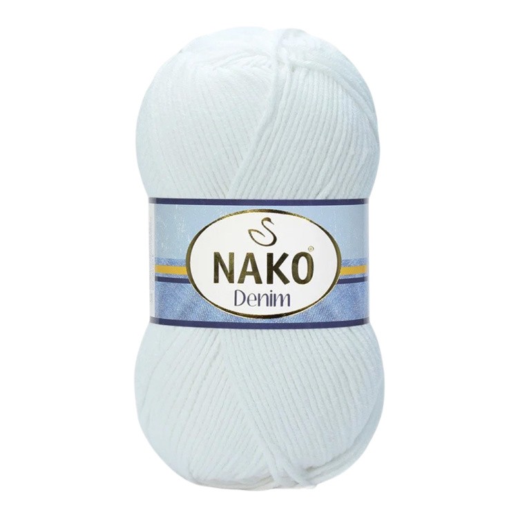 Пряжа NAKO Denim (Нако Деним), (208), ультра белый, 5 шт. по 100 г