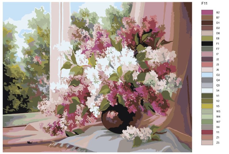 Картина по номерам «Сирень на окне» — картинка 2