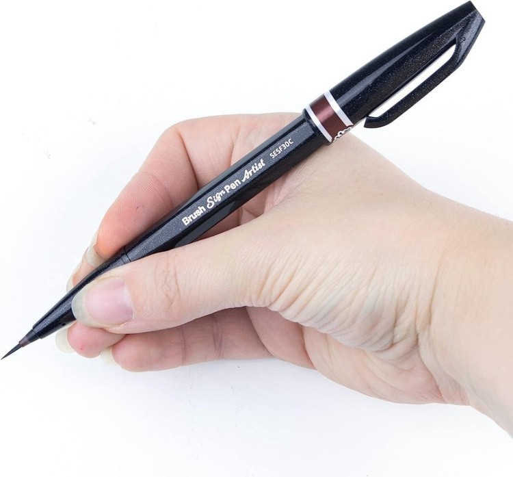 Браш пен Brush Sign Pen Artist, ultra-fine 0,5 - 5 мм, цвет: коричневый, Pentel — картинка 6
