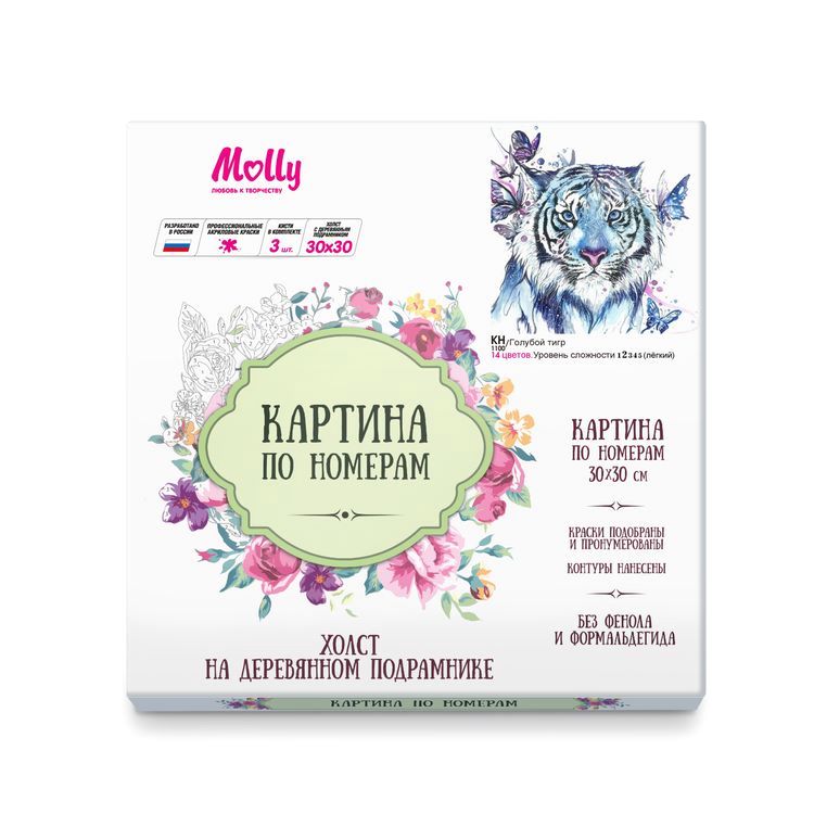 Картина по номерам «Голубой тигр» — картинка 3