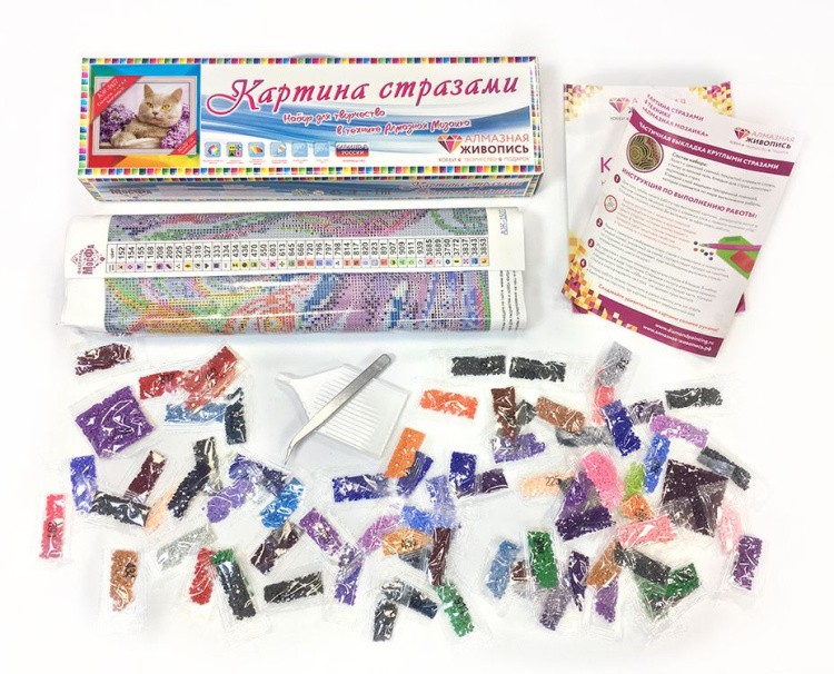 Алмазная вышивка «Кот в сирени» — картинка 3