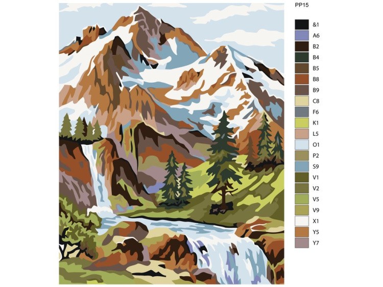 Картина по номерам «Снежные вершины» — картинка 2