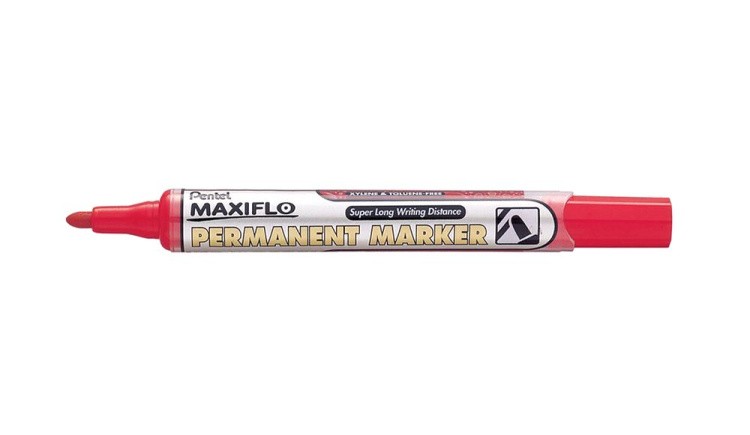 Маркер перманентный Maxiflo 4,5 мм, пулевидный, красный, Pentel