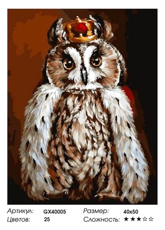 Картина по номерам «Королева сова» — картинка 2