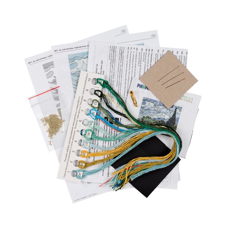 Набор для вышивания «Брошь. Пшеничное поле с кипарисами» — картинка 7