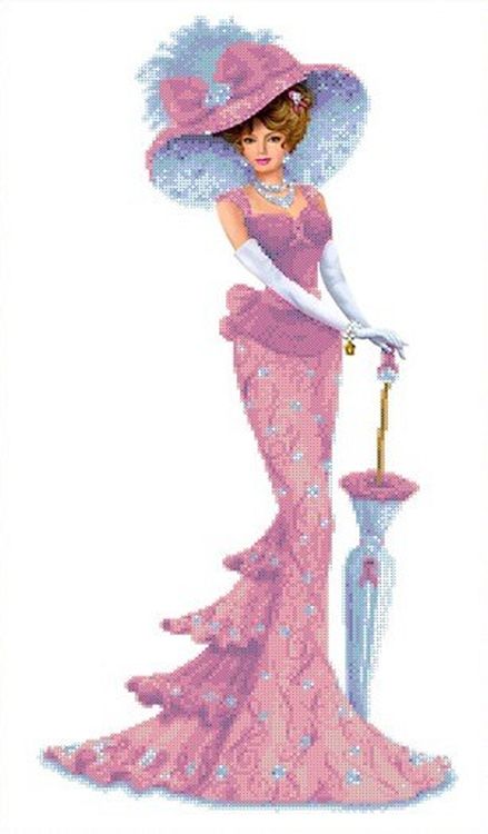 Рисунок на ткани «Дама с зонтиком»