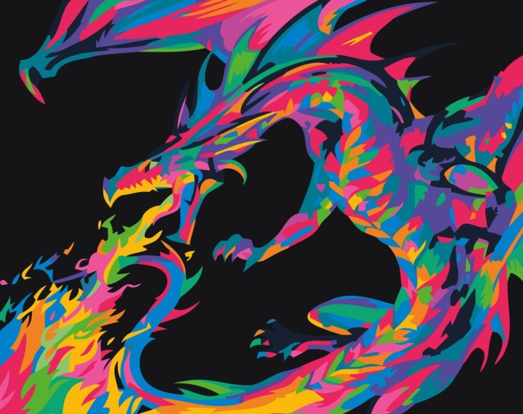 Картина по номерам «Радужный дракон»