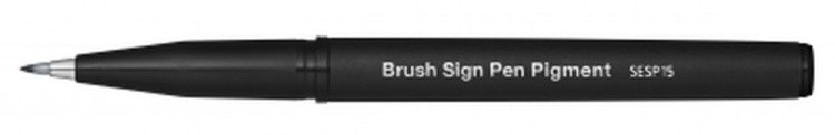 Фломастер-кисть Brush Sign Pen Pigment,1,1 - 2,2 мм, цвет: черный, Pentel