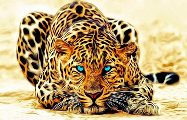 Алмазная вышивка «Леопард с голубыми глазами»