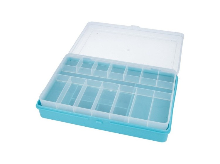 Коробка для мелочей №3 двухъярусная со вкладышем Trivol, цвет: бирюзовый — картинка 2