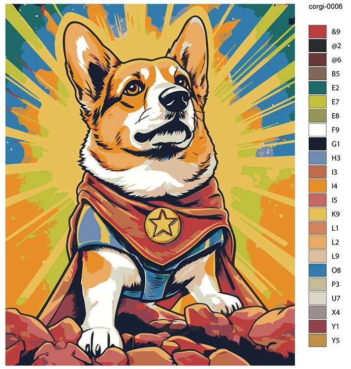 Картина по номерам «Собака корги-супермен» — картинка 2