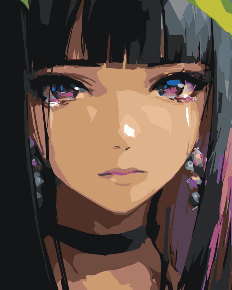 Картина по номерам Грустная девушка в стиле аниме