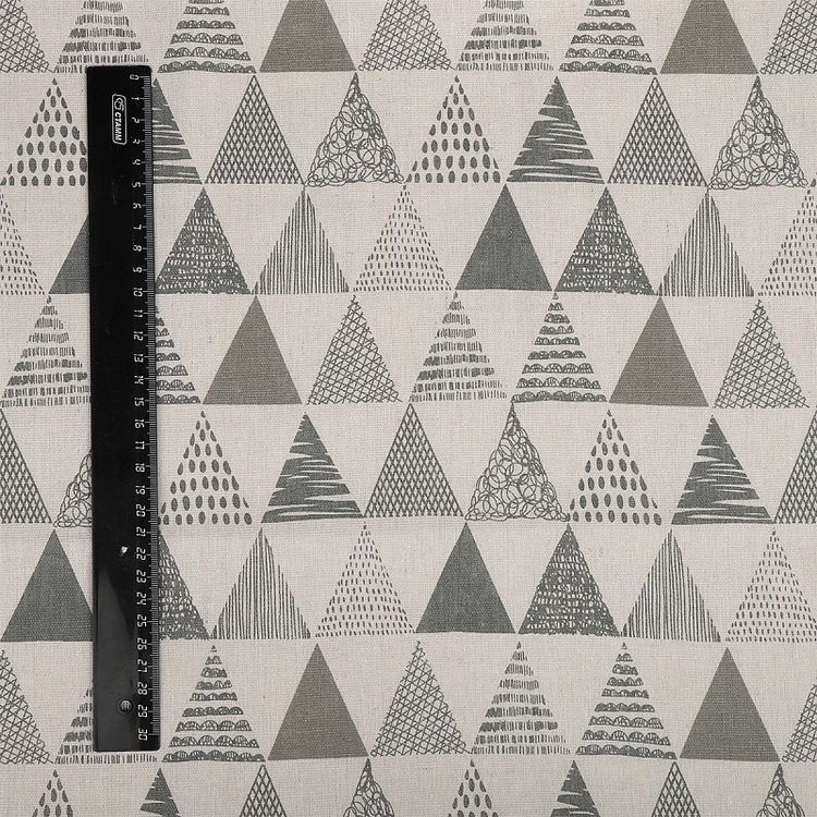 Ткань льняная, 1 м x 150 см, 140 г/м², цвет: молочный, геометрический принт, TBY — картинка 6