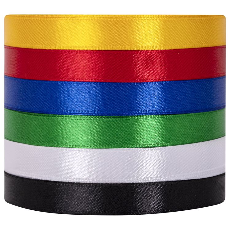 Лента атласная, ширина 12 мм, набор №1, 6 цветов по 23 м, — картинка 2