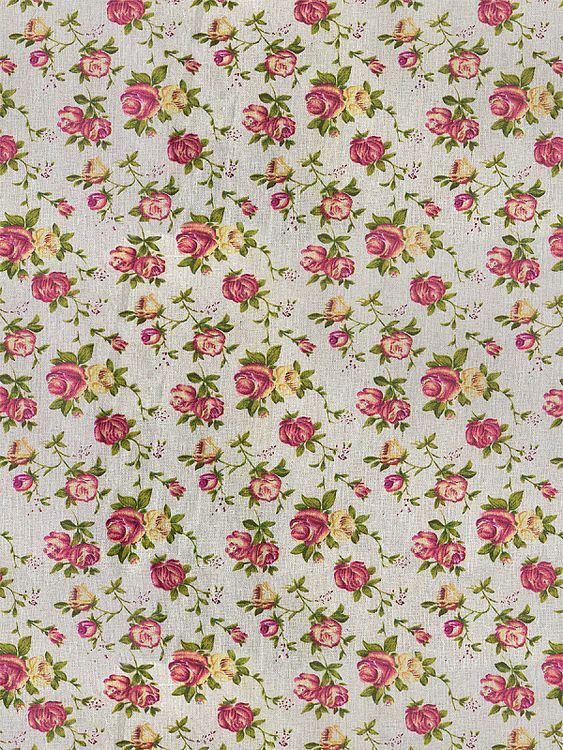 Ткань Лен, 140 г/м², 5 м x 150 см, цвет: серый, розовый, цветочный принт, TBY — картинка 4