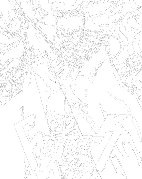 Картина по номерам «Берсерк Berserk манга аниме: Гатс 40x50» — картинка 3