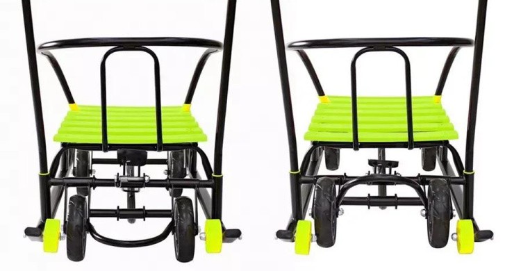 Санки детские Snow Black Auto лимонные рейки с колесами — картинка 16