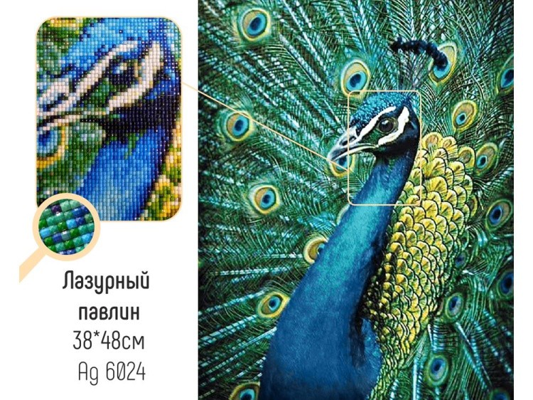 Алмазная вышивка «Лазурный павлин» — картинка 3