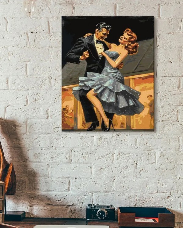 Картина по номерам «Танцующая пара в вечернем наряде в стиле пин-ап» — картинка 3